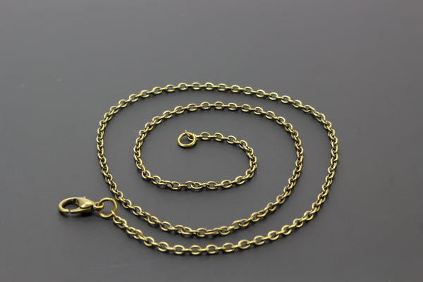 Iron Based Alloy Link Cable Chain Necklace Antique Bronze Color - 18" Long
