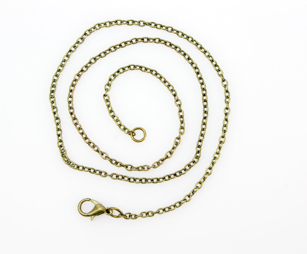 Iron Based Alloy Link Cable Chain Necklace Antique Bronze Color - 18" Long