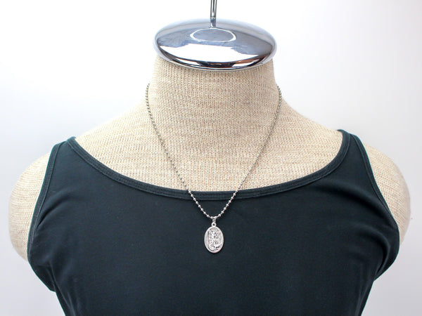 mannequin wearing Silver Plated Ball Chain Necklace 18 inch Long