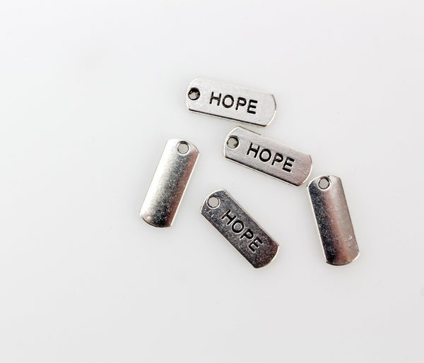 Hope Inspirational Message Word Charms - Silver Tone 5pcs