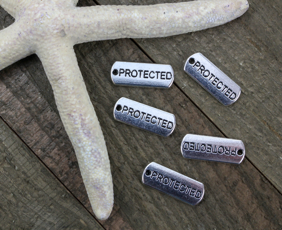 Protected Inspirational Message Word Charms - Silver Tone 5pcs