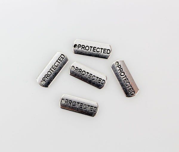 Protected Inspirational Message Word Charms - Silver Tone 5pcs