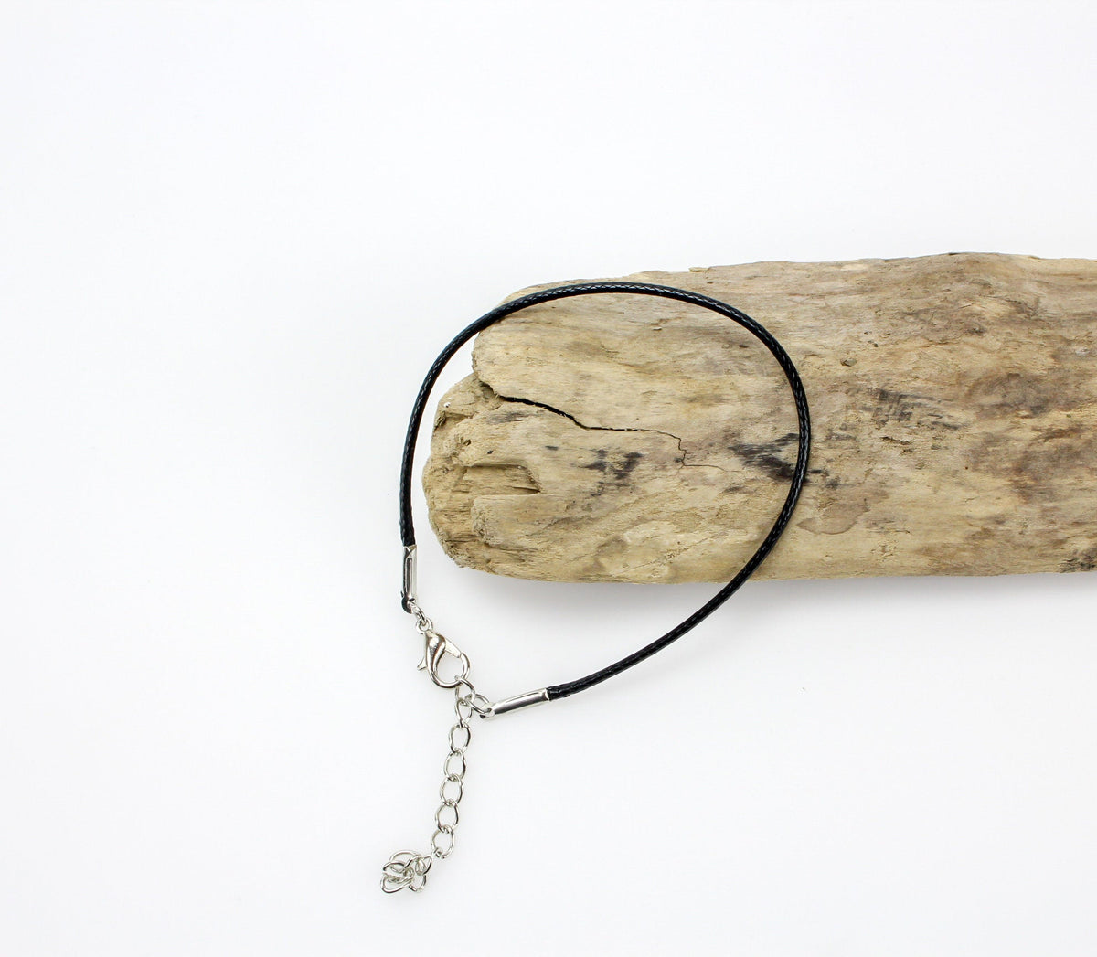 Black Wax Cord Bracelet with Lobster Claw Clasp