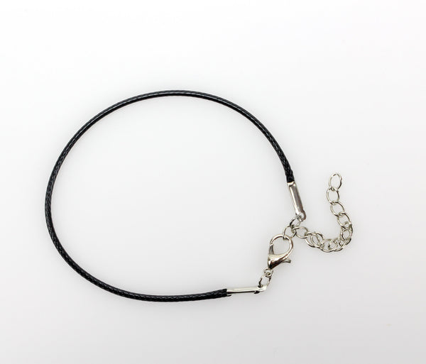 Black Wax Cord Bracelet with Lobster Claw Clasp