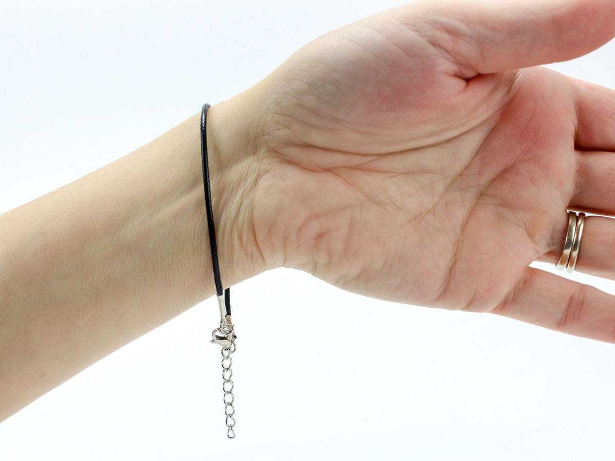 Black Wax Cord Bracelet with Lobster Claw Clasp