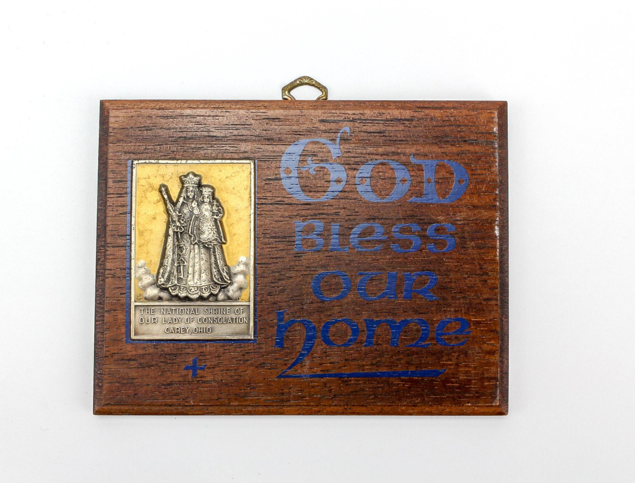 Vintage Our Lady of Consolation Bless Our Home Wall Plaque - Our Lady National Shrine Basilica Souvenir