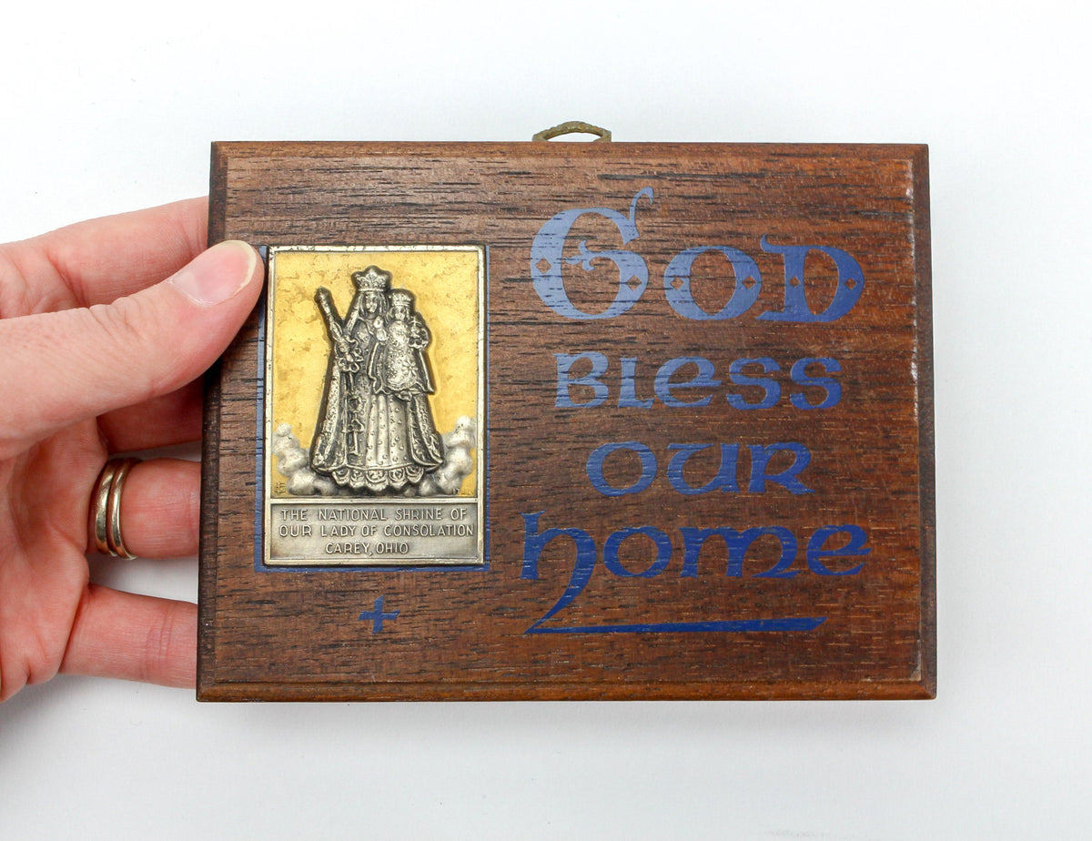 Vintage Our Lady of Consolation Bless Our Home Wall Plaque - Our Lady National Shrine Basilica Souvenir