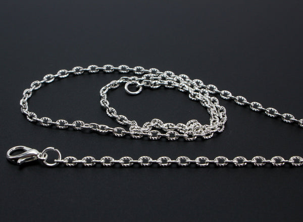 one Silver Plated Textured Cable Chain Necklace