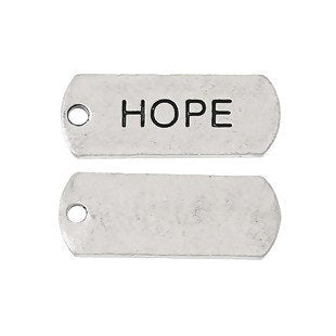 Hope Inspirational Message Word Charms - Silver Tone 5pcs