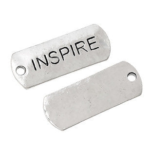 Inspire Inspirational Message Word Charms - Silver Tone 5pcs