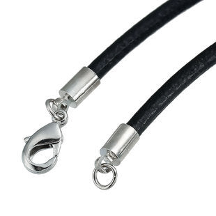 Black Leather European Style Charm Bracelet - 1pc
