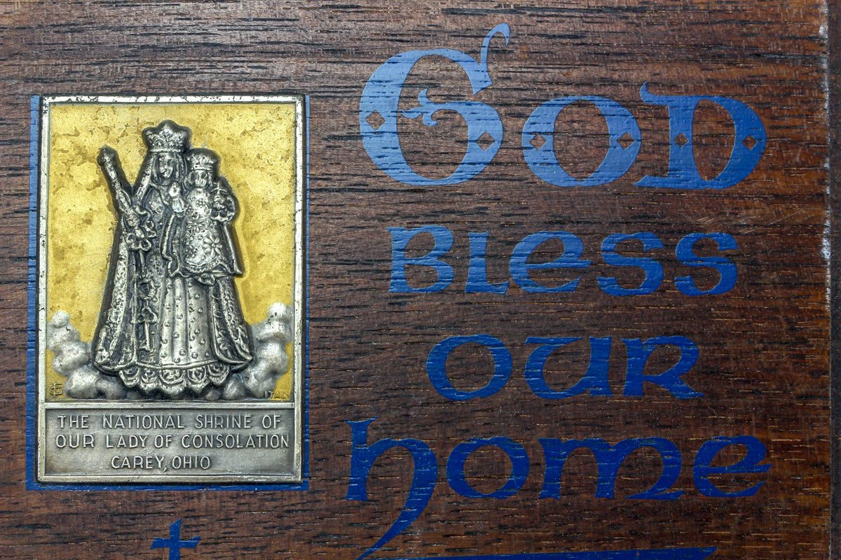 Vintage Our Lady of Consolation Bless Our Home Wall Plaque - Our Lady National Shrine Basilica Souvenir