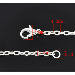 close up measurements of Silver Plated Textured Cable Chain Necklace