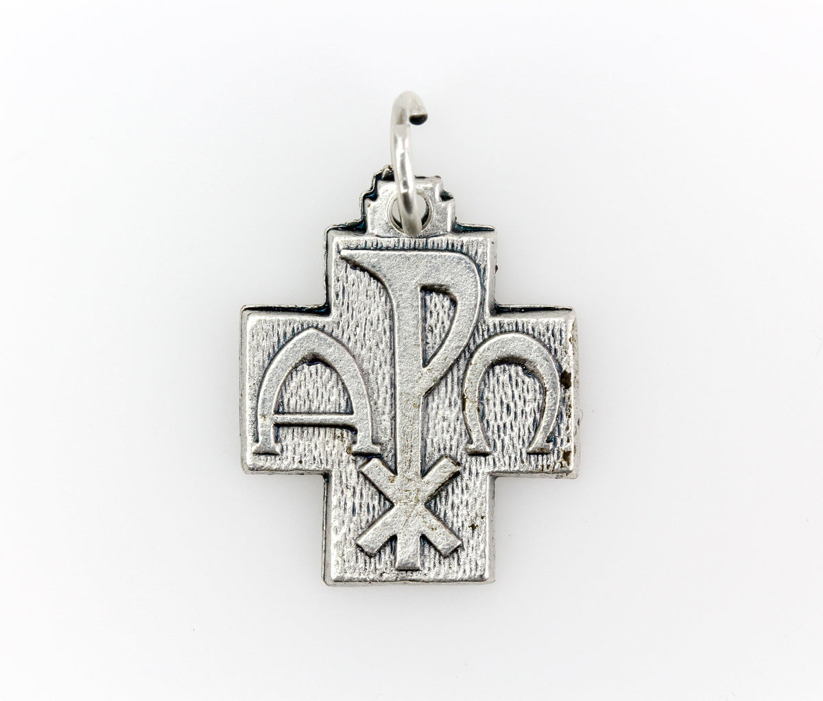 Alpha Omega Cross Pendant - Silver Chi Rho Jesus Christogram 1pc