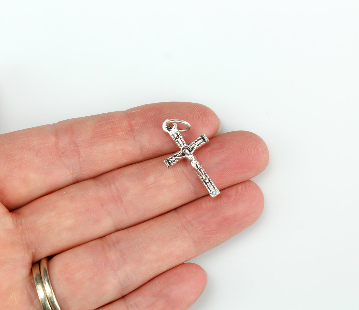 Crucifix Cross Pendant - Genuine Silver Plate 1" long