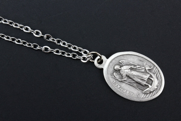 close up of medal on  Stainless Steel Link Cable Chain Necklace