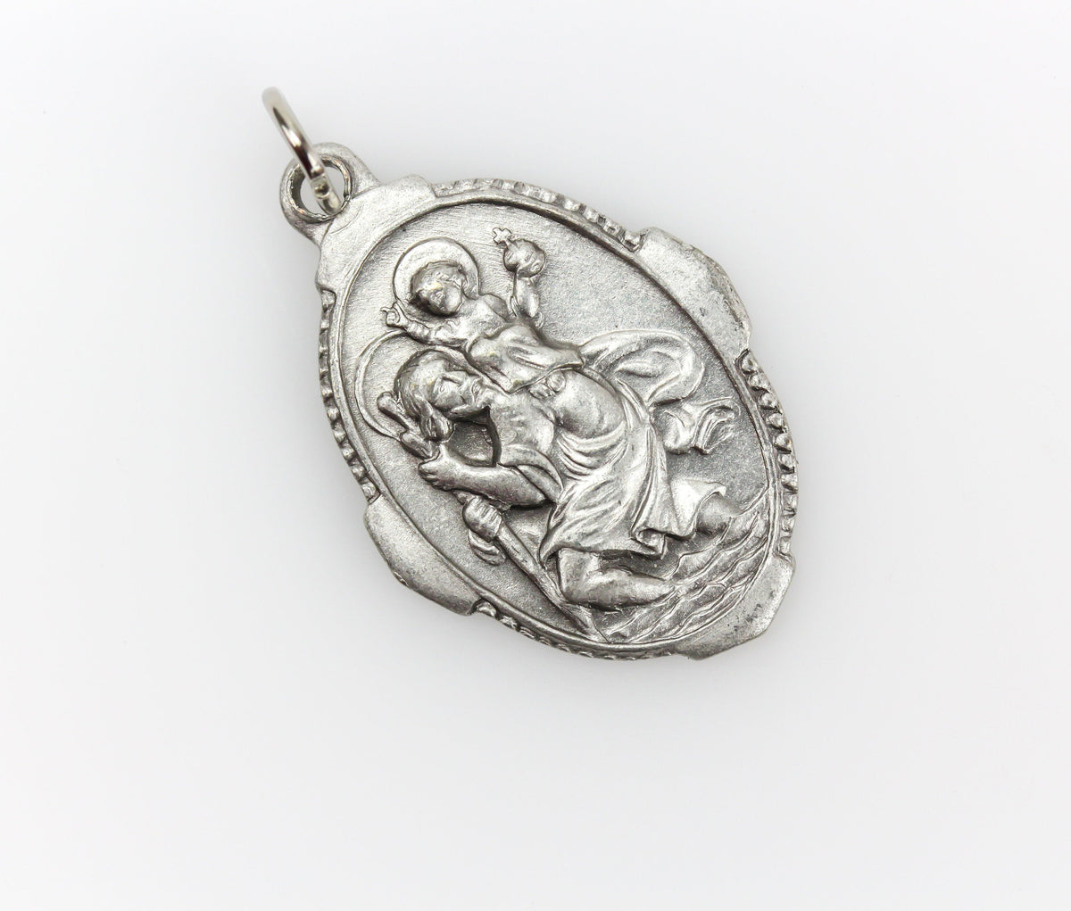 Saint Christopher Pray for Us Medal with Deluxe Ornate Border - Patron for Safe Travels