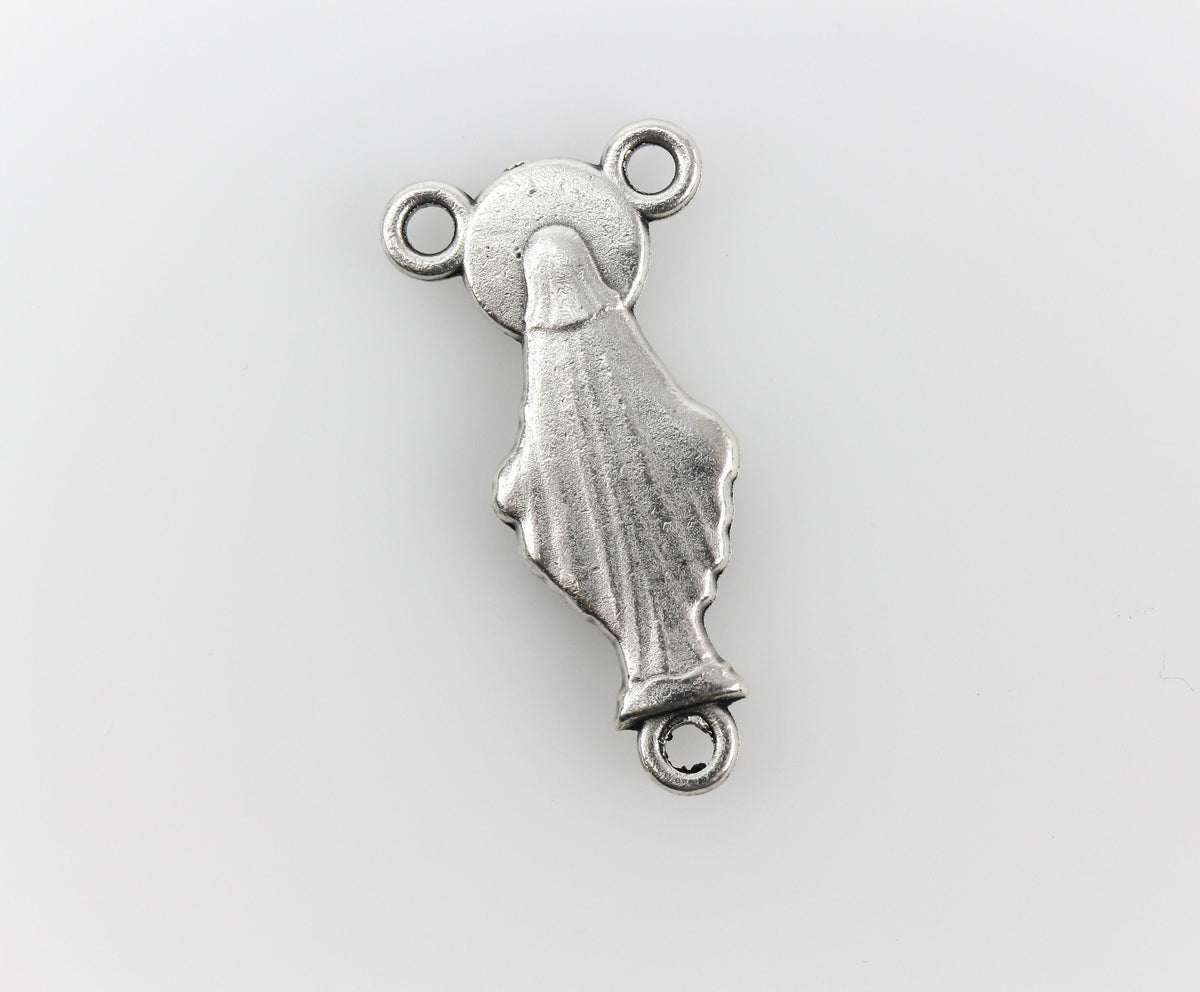Blessed Virgin Mary Rosary Centerpiece - Silver Tone