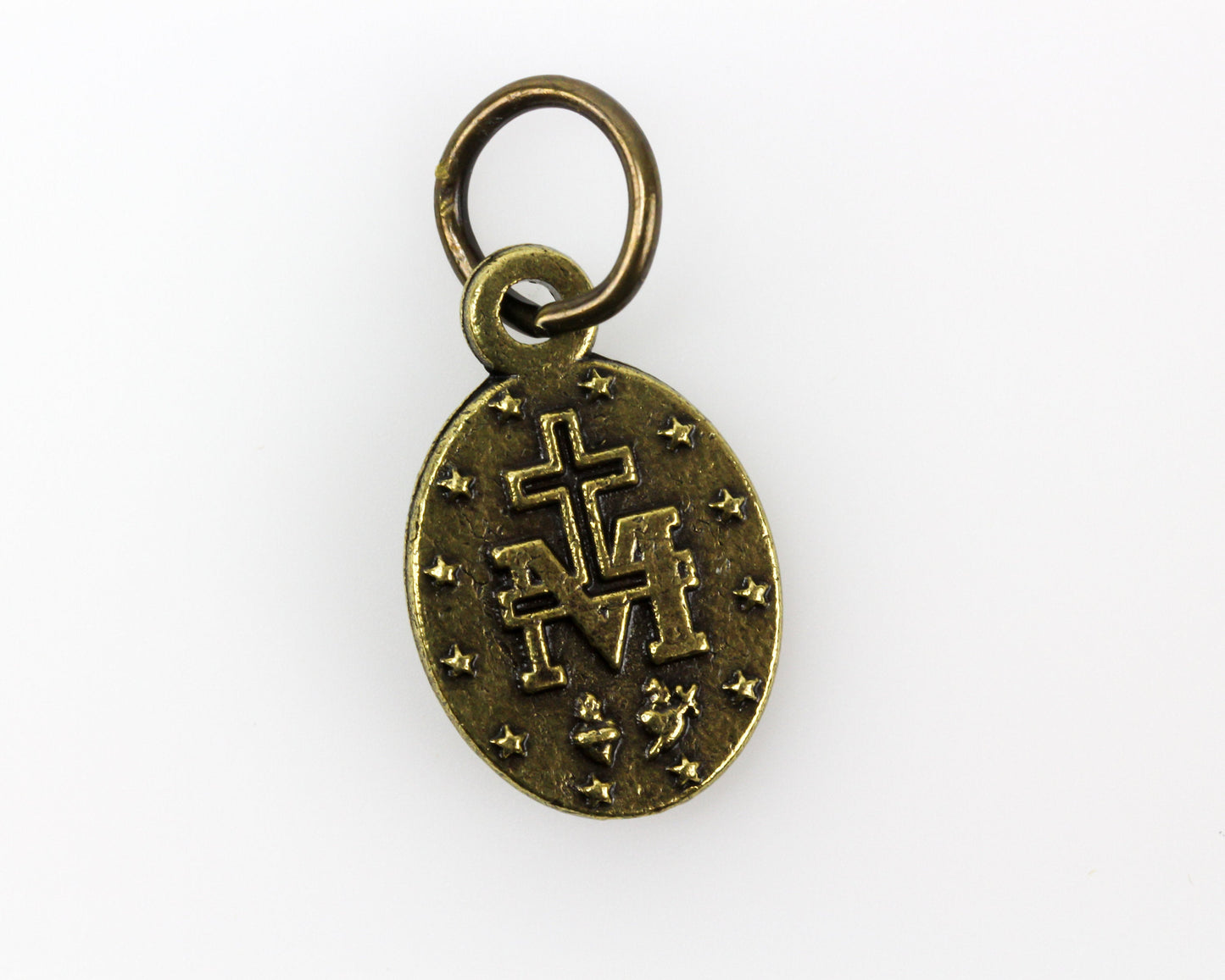 Small Miraculous Mary Medal in Antiqued Bronze Color