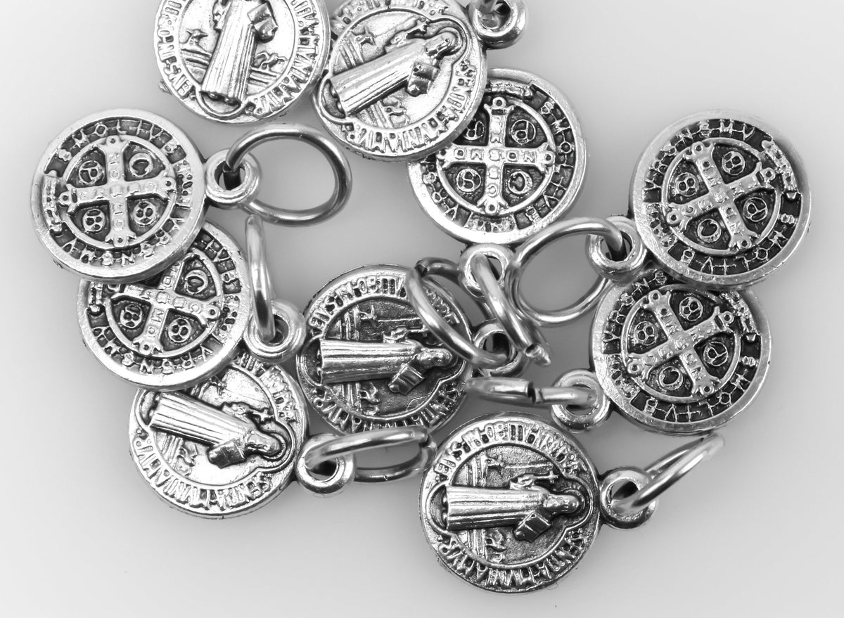 Saint Benedict Medal - Tiny Silver Devil Chasing Medal