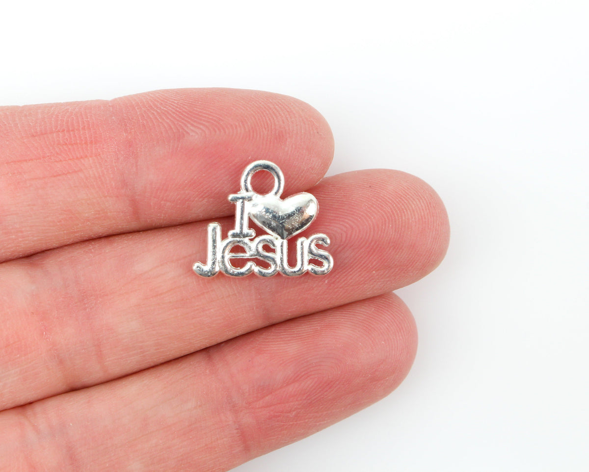I Love Jesus Charms - Silver Tone 25pcs