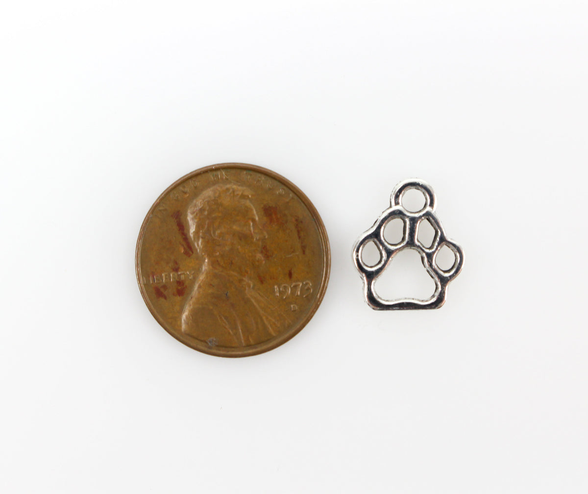 Animal Paw Print Charms - Antique Silver Tone 25pcs