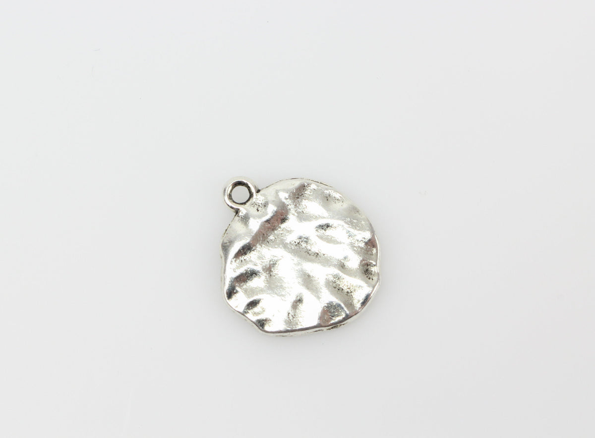 Round Rustic Cross Charms - Silver Tone 10pcs