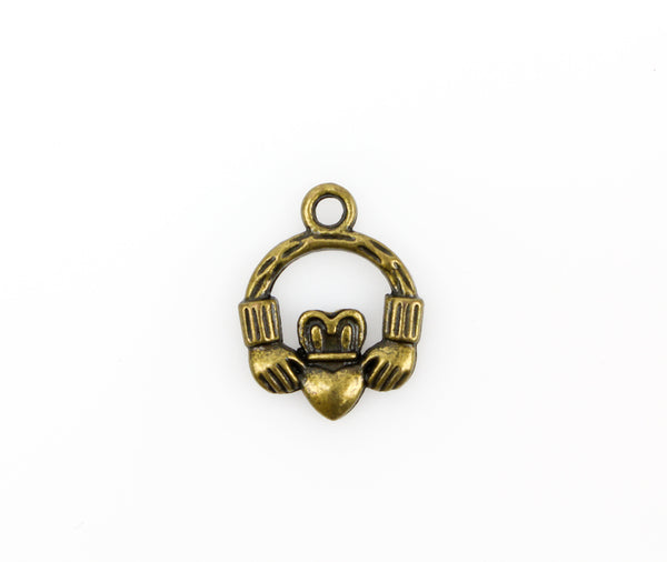 Irish Claddagh Ring Charm - Antiqued Bronze Tone 25pcs
