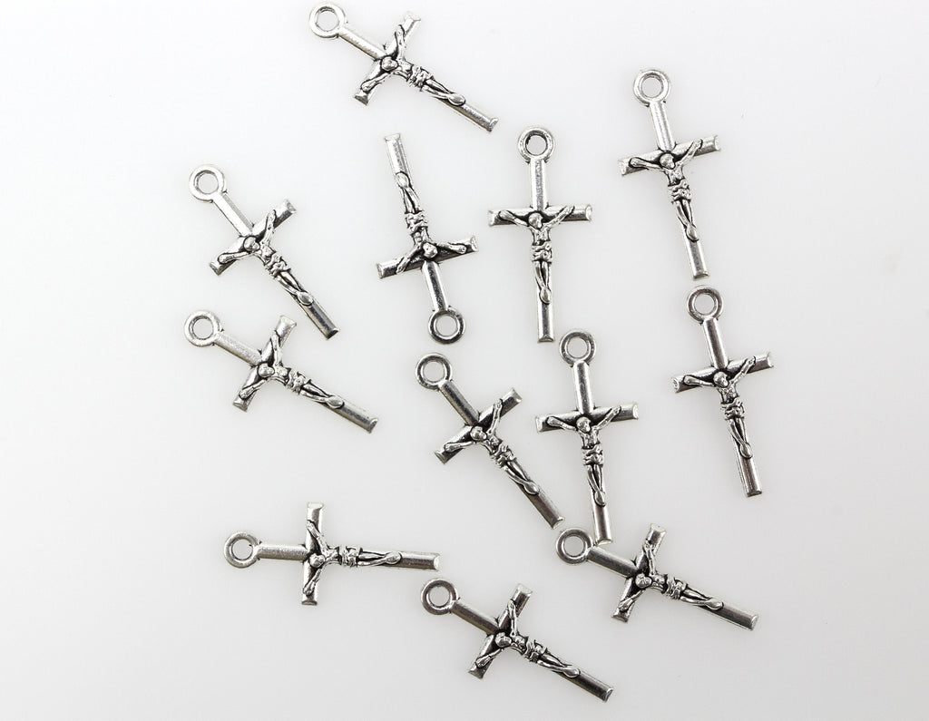 Craftdady Small Cross Charms Tibetan Style Antique Silver Crosses Faith Charms Pendants Crucifix Cross Pendants Metal Dangle Charms for DIY Earring