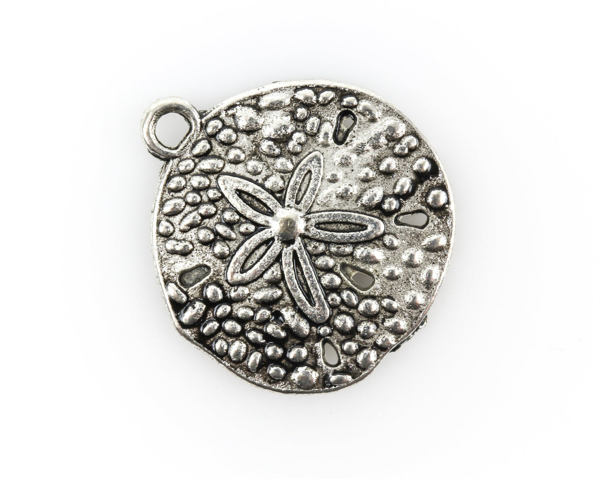 Sand Dollar Charms - Silver Tone Metal 10pcs