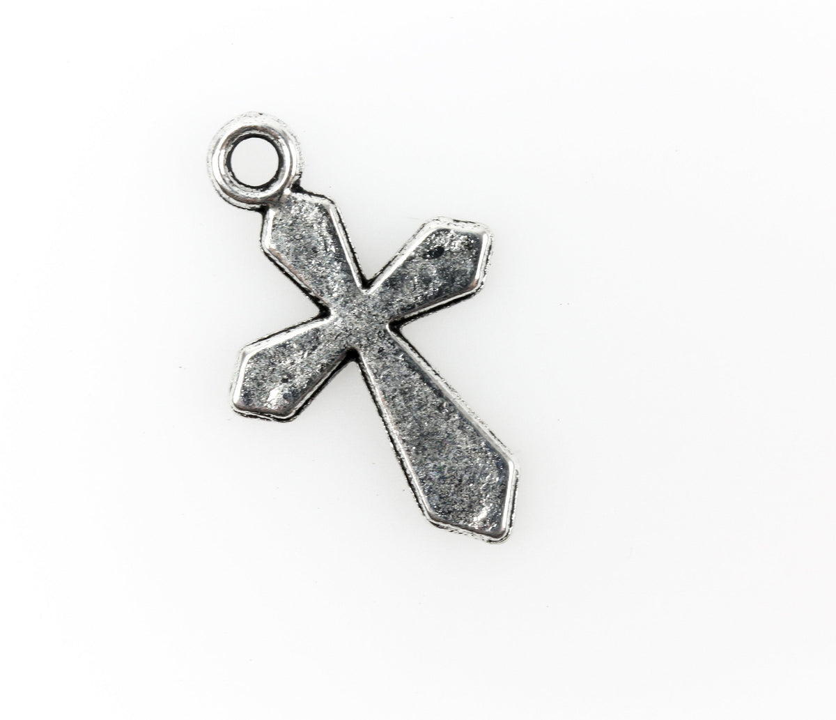 Religious Cross Charms with Optional Rhinestone Setting - Silver Tone 25pcs