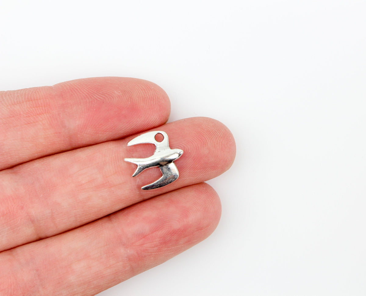 Dove Bird Charms - Holy Spirit Symbol - Silver Tone 25pcs