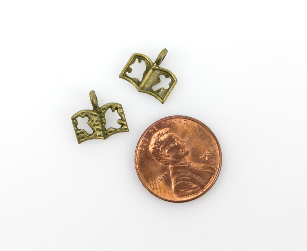 Holy Bible Charms with a Cross and Dove Cutout - Antiqued Bronze Tone 25pcs