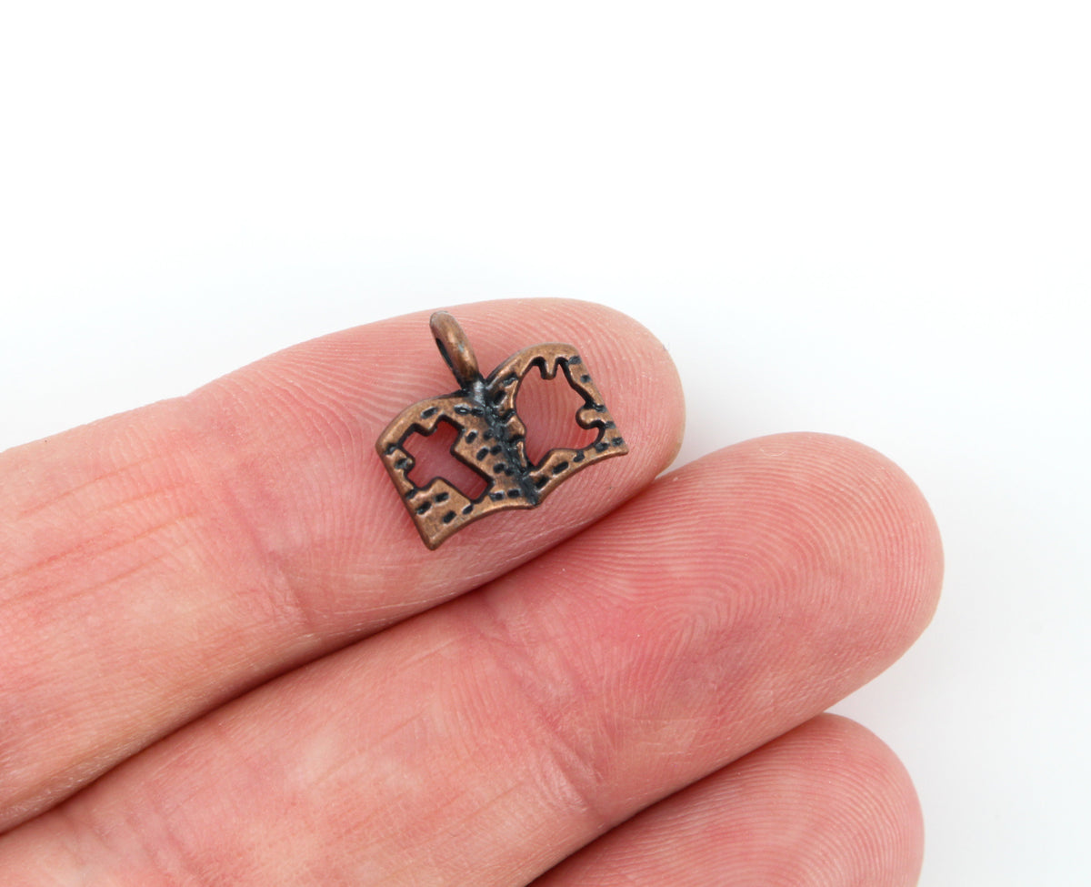 Holy Bible Charms with a Cross and Dove Cutout - Antiqued Copper 25pcs