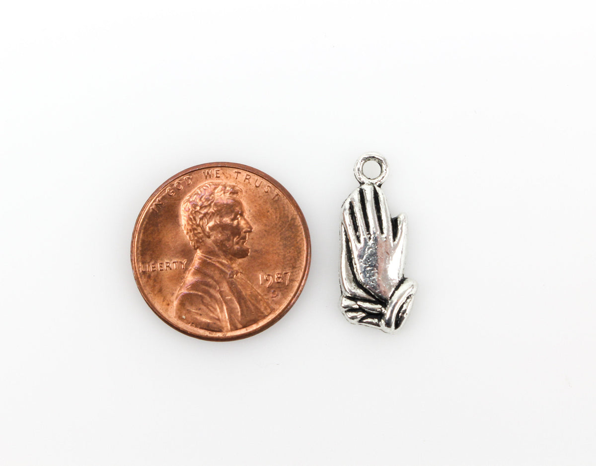 Praying Hands Charms - Silver Tone 25pcs
