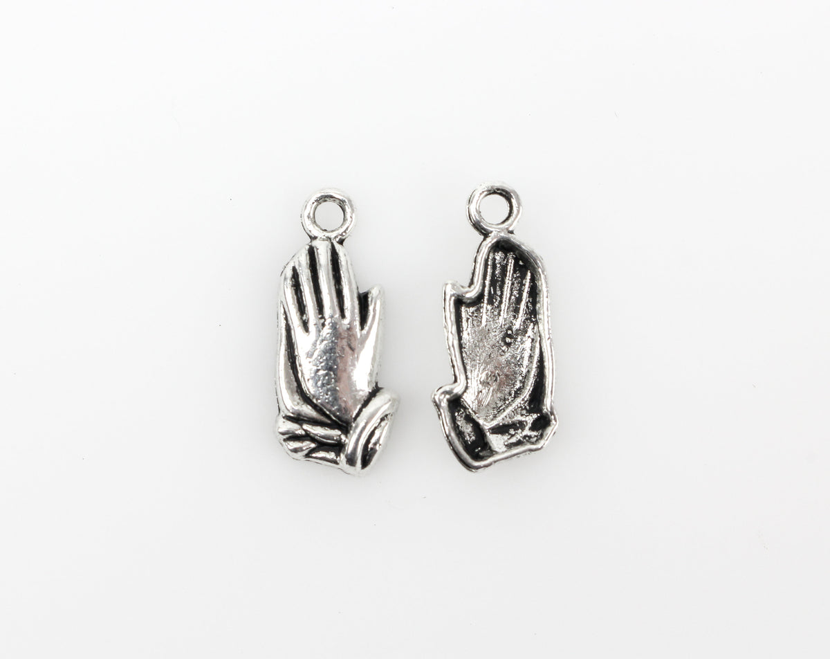 Praying Hands Charms - Silver Tone 25pcs