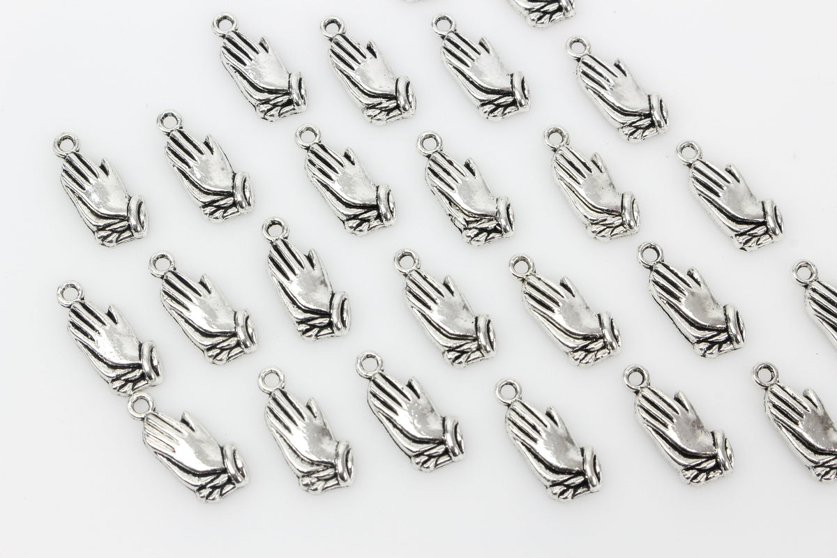 Praying Hands Charms - Silver Tone 25pcs
