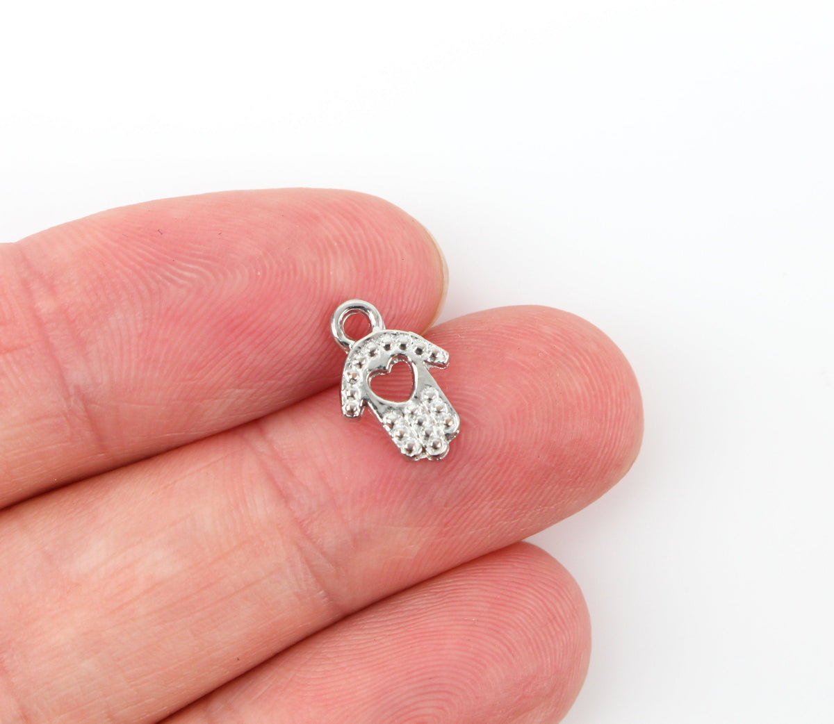 Tiny Hamsa Hand of God in Antiqued Silver Tone, 25pcs