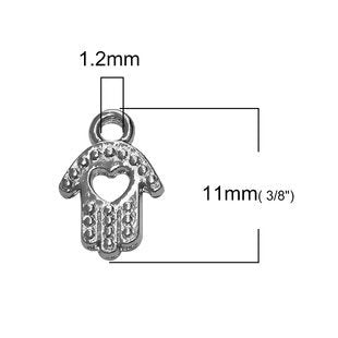 Tiny Hamsa Hand of God in Antiqued Silver Tone, 25pcs