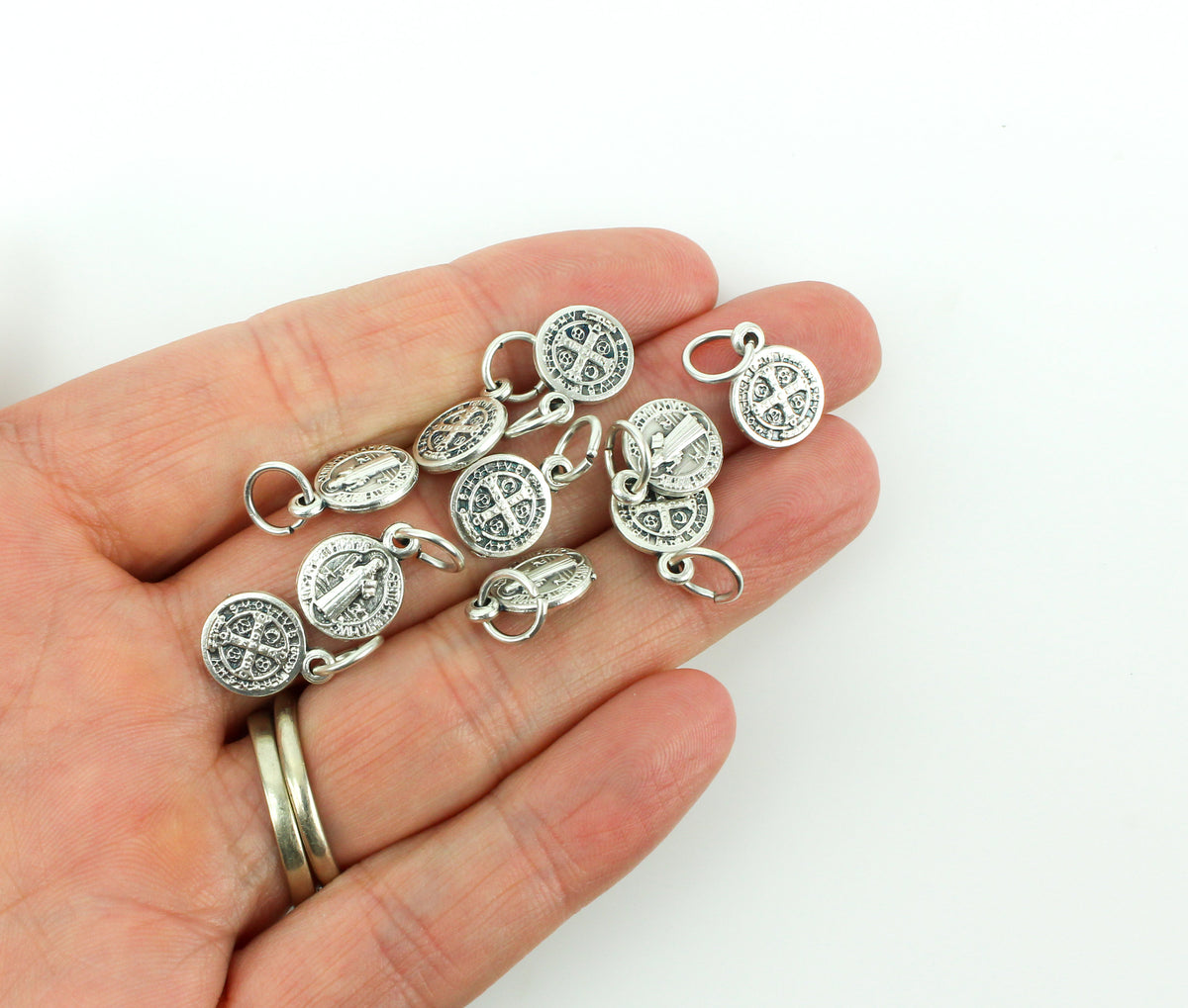 Saint Benedict Medal - Tiny Silver Devil Chasing Medal