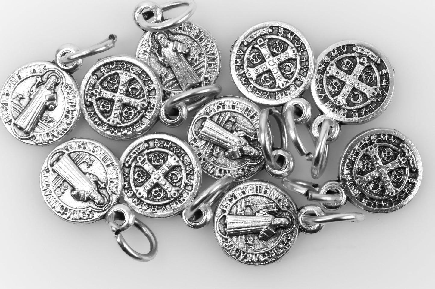 Saint Benedict Medal - Tiny Silver Devil Chasing Medal