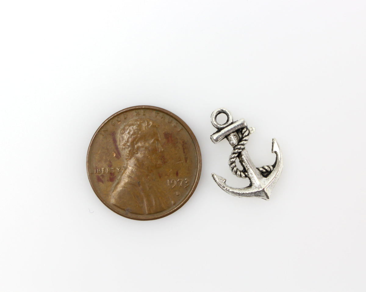 Nautical Ship Anchor Charms - Silver Tone 25pcs