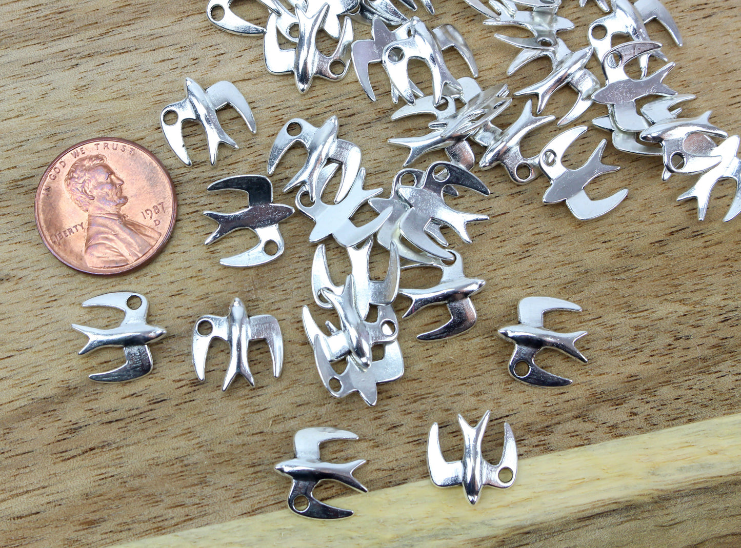 Dove Bird Charms - Holy Spirit Symbol - Silver Tone 25pcs