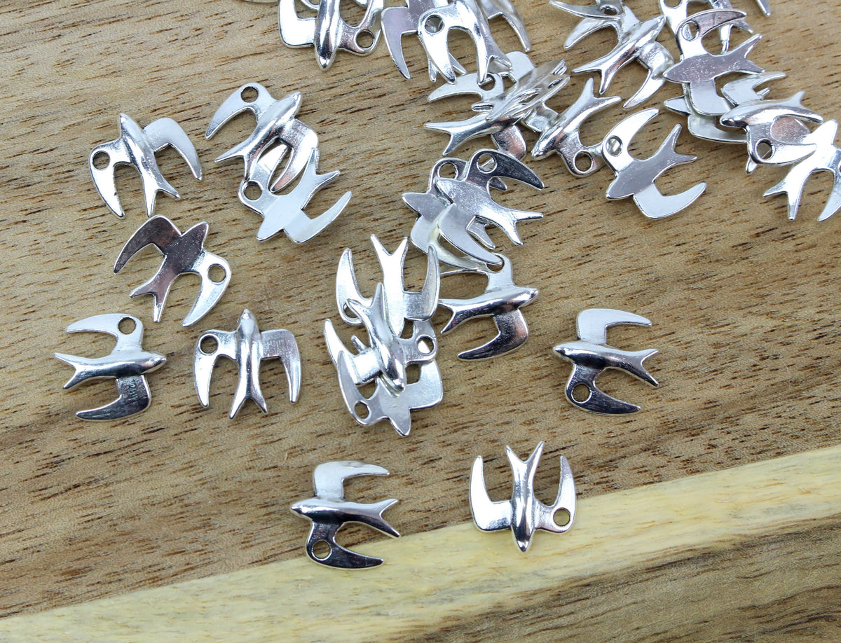 Dove Bird Charms - Holy Spirit Symbol - Silver Tone 25pcs