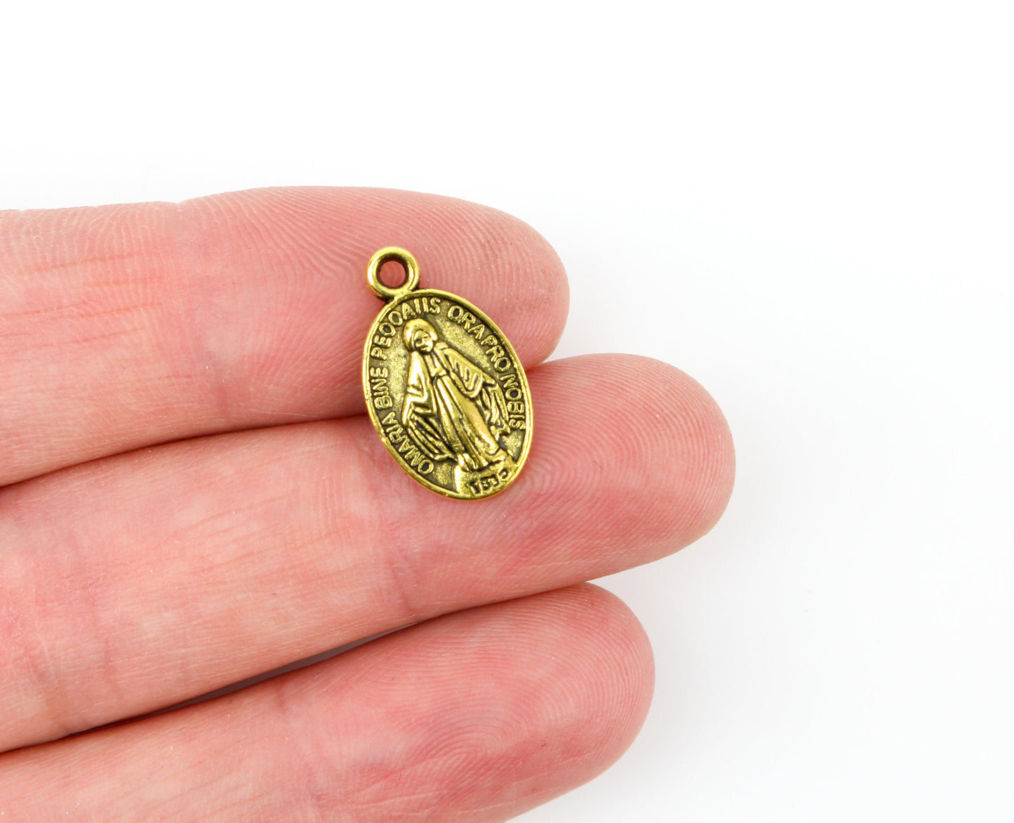 Miraculous Mary Medal Charms - Gold Tone 25pcs