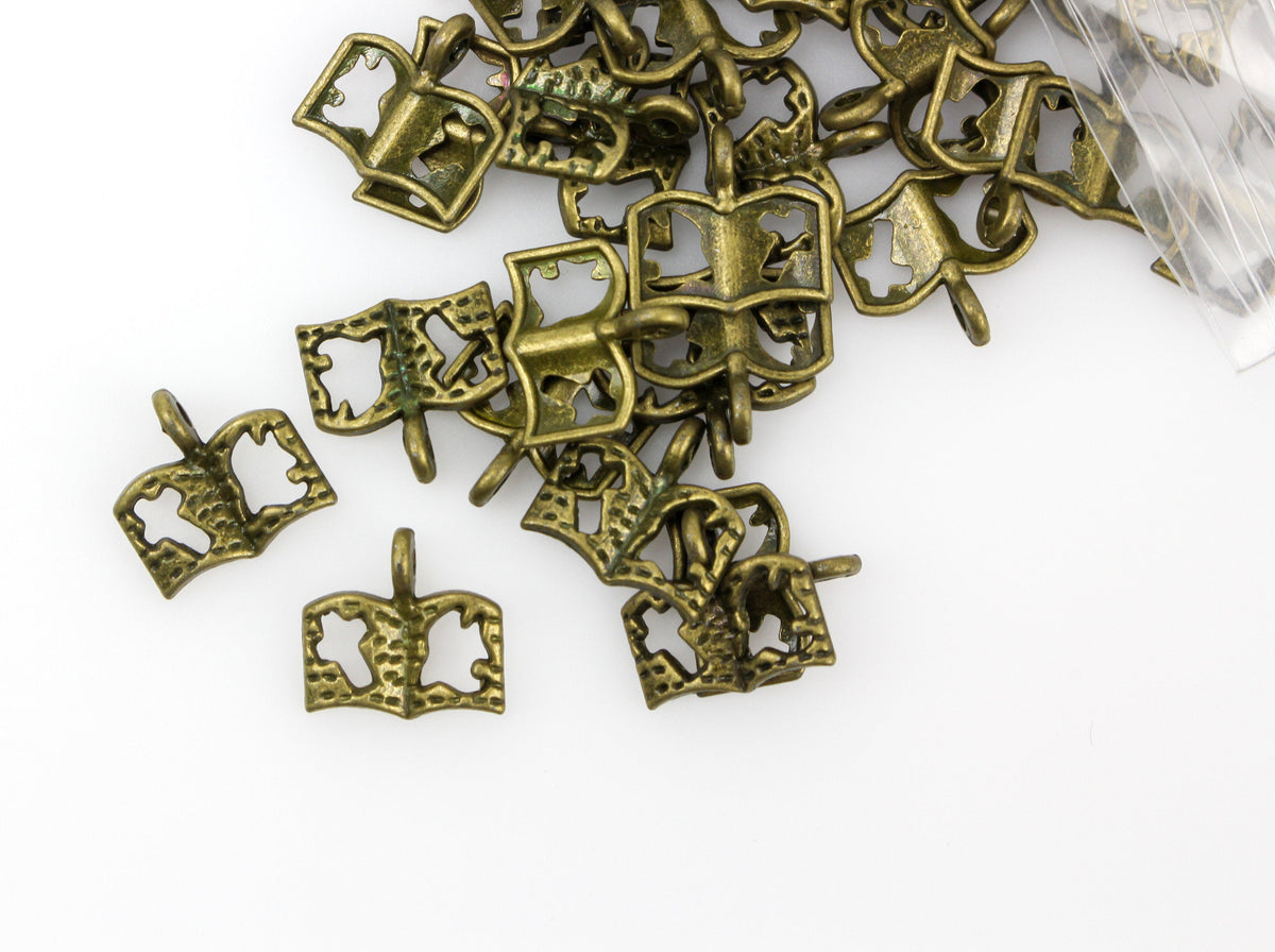 Holy Bible Charms with a Cross and Dove Cutout - Antiqued Bronze Tone 25pcs