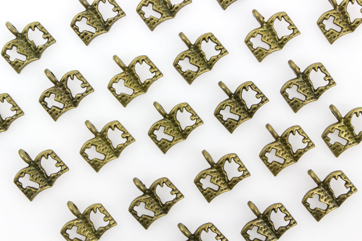 Holy Bible Charms with a Cross and Dove Cutout - Antiqued Bronze Tone 25pcs