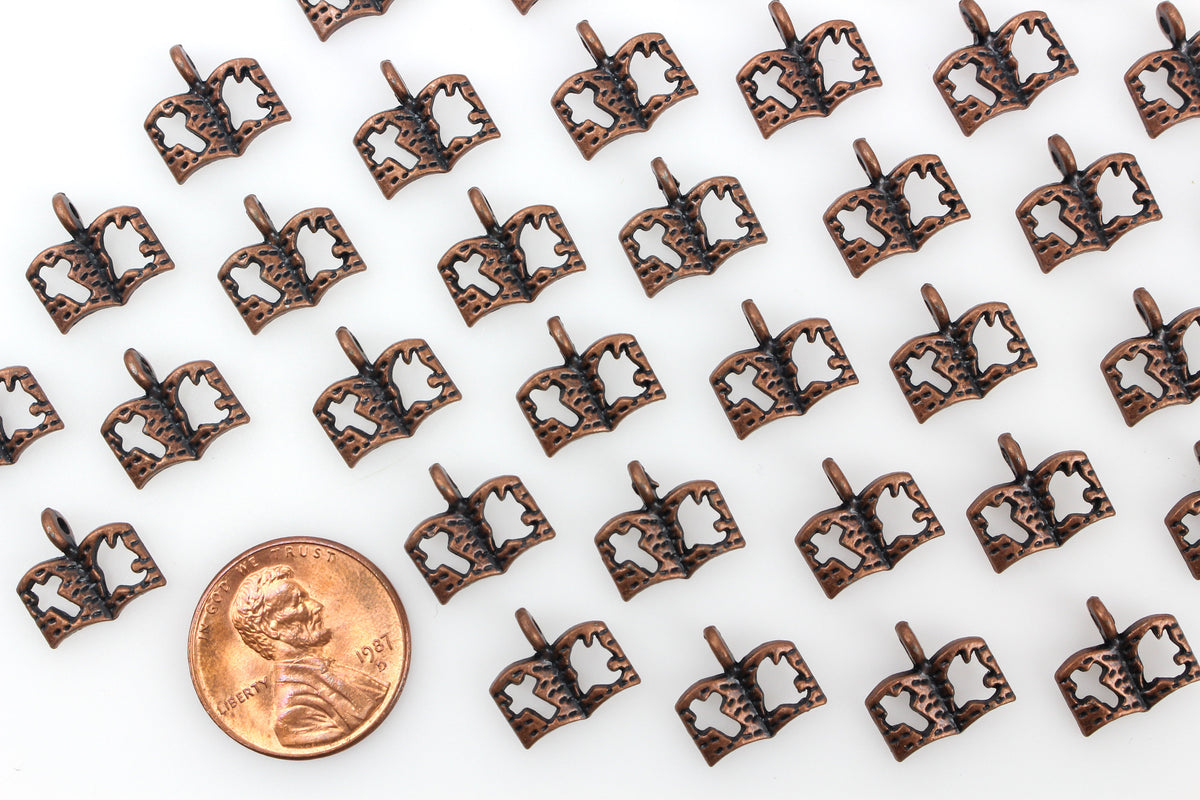 Holy Bible Charms with a Cross and Dove Cutout - Antiqued Copper 25pcs