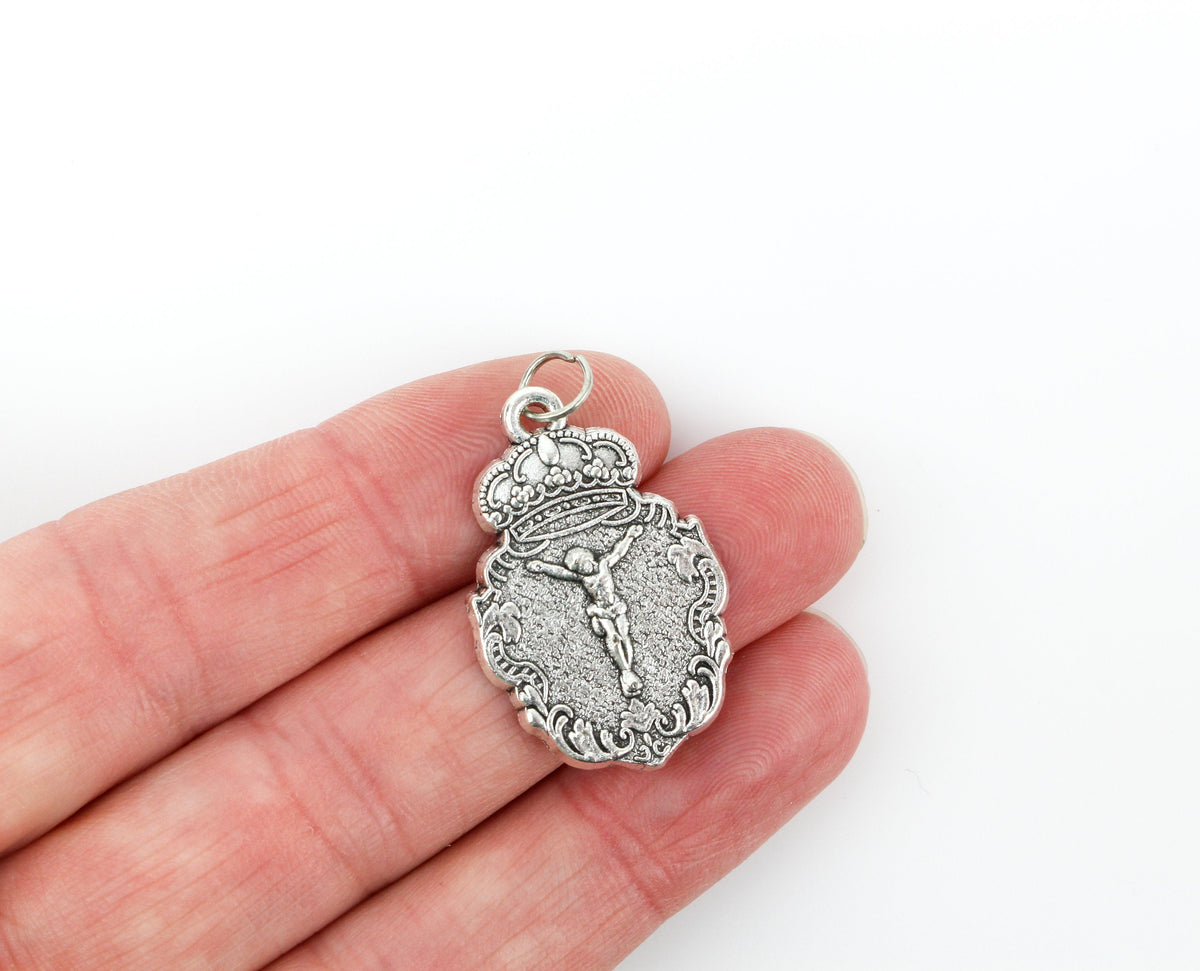 Jesus Crucifixion Medal - Devotional Crown Pendant
