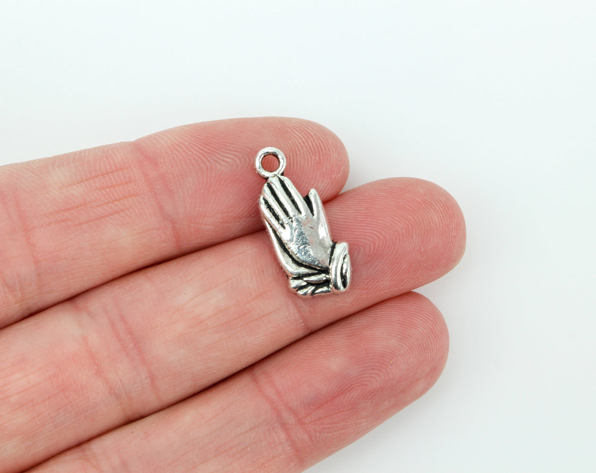Praying Hands Charms - Silver Tone 25pcs